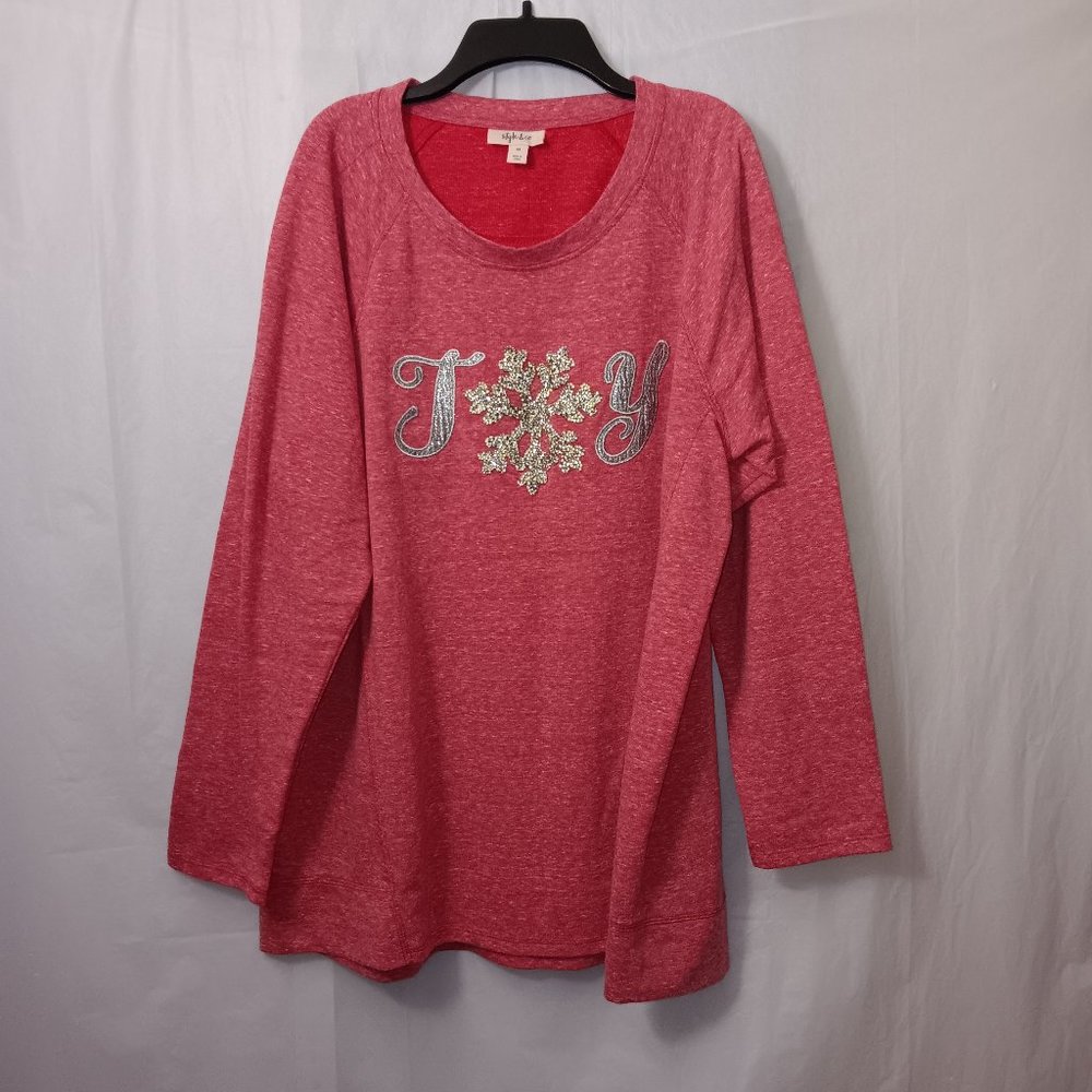 STYLE  & CO. WOMEN'S JOY EMBELLISHED HOLIDAY CHRISTMAS TOP